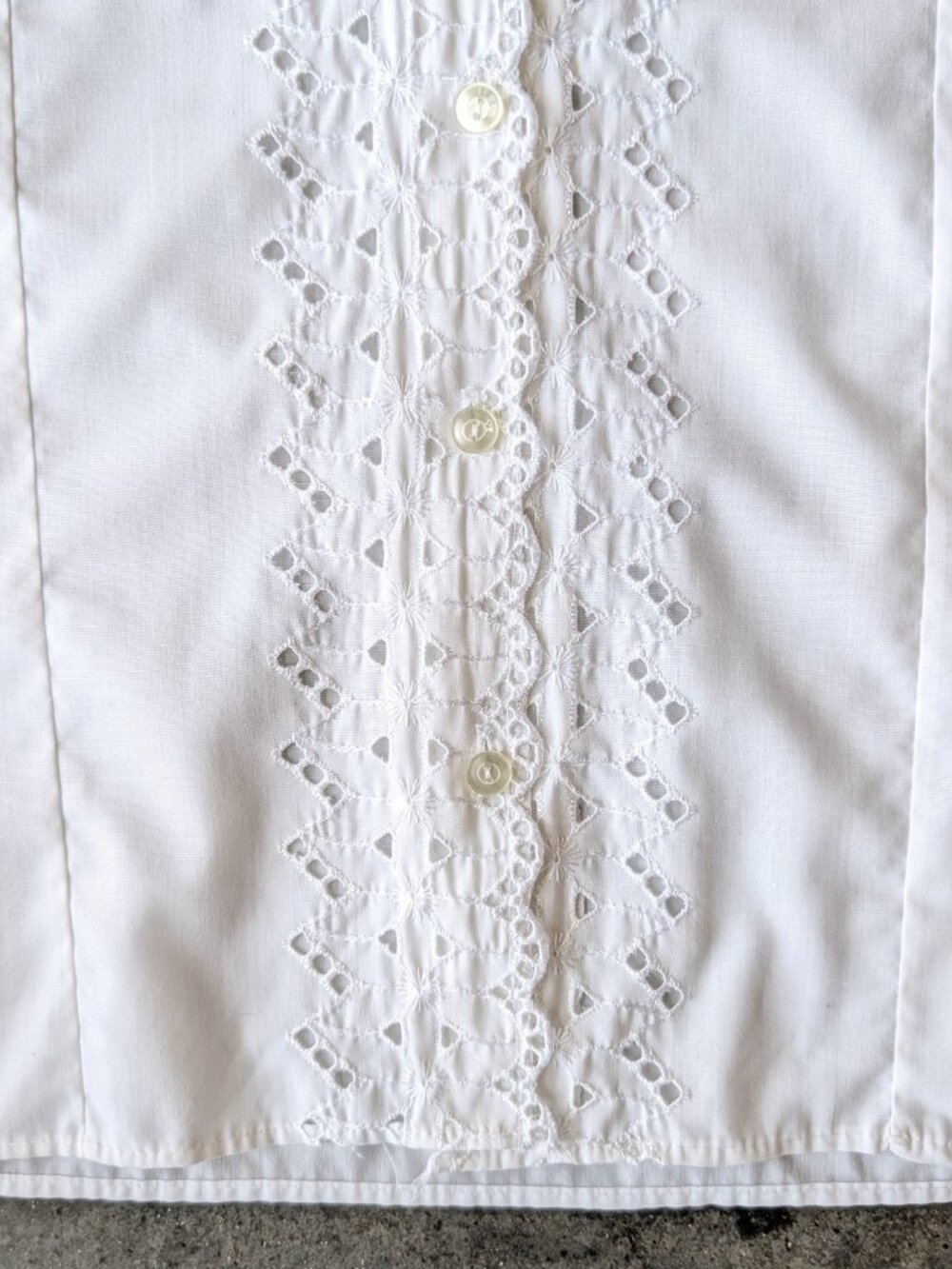 Vintage Coastal Grandma White Eyelet Lace Collared Sleeveless Top Blouse - Picture 5 of 10
